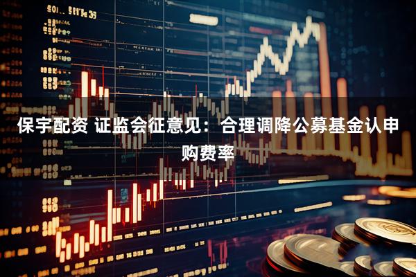保宇配资 证监会征意见：合理调降公募基金认申购费率