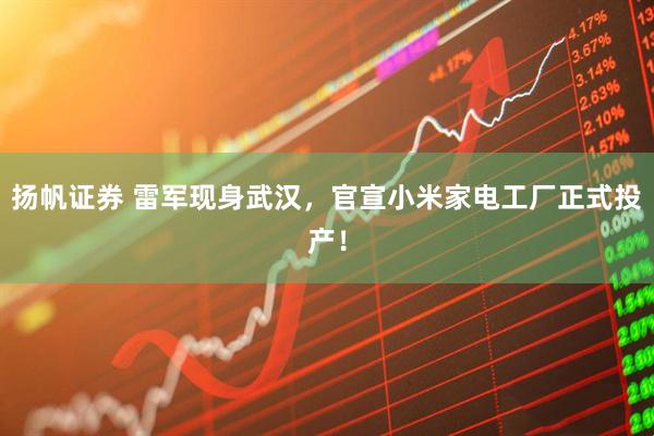 扬帆证券 雷军现身武汉，官宣小米家电工厂正式投产！